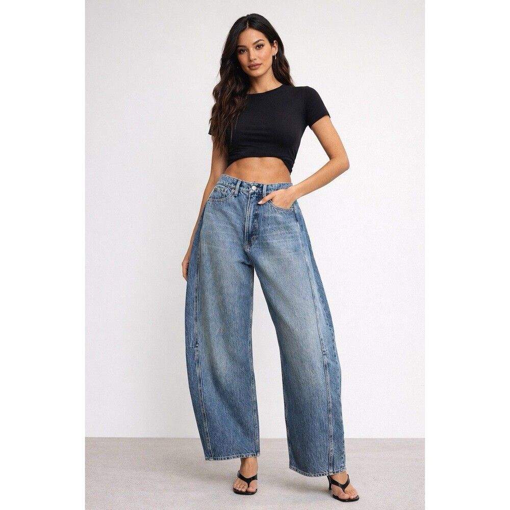 Good American NWT Extreme Barrel Jeans Indigo‎ 00/24